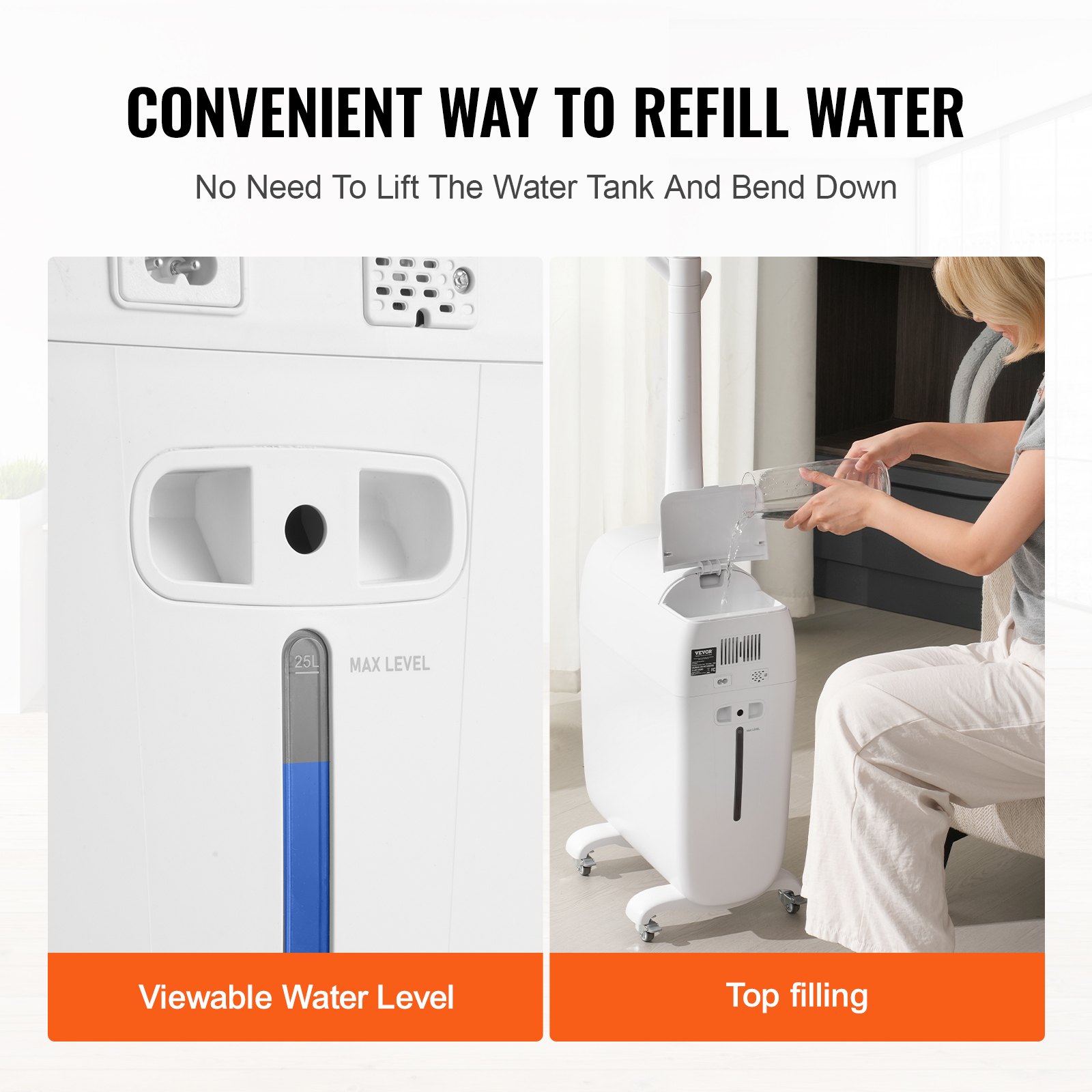 VEVOR Commercial Humidifier 6.6 Gal Cool Mist for Up To 1291.7 Sq Ft ...