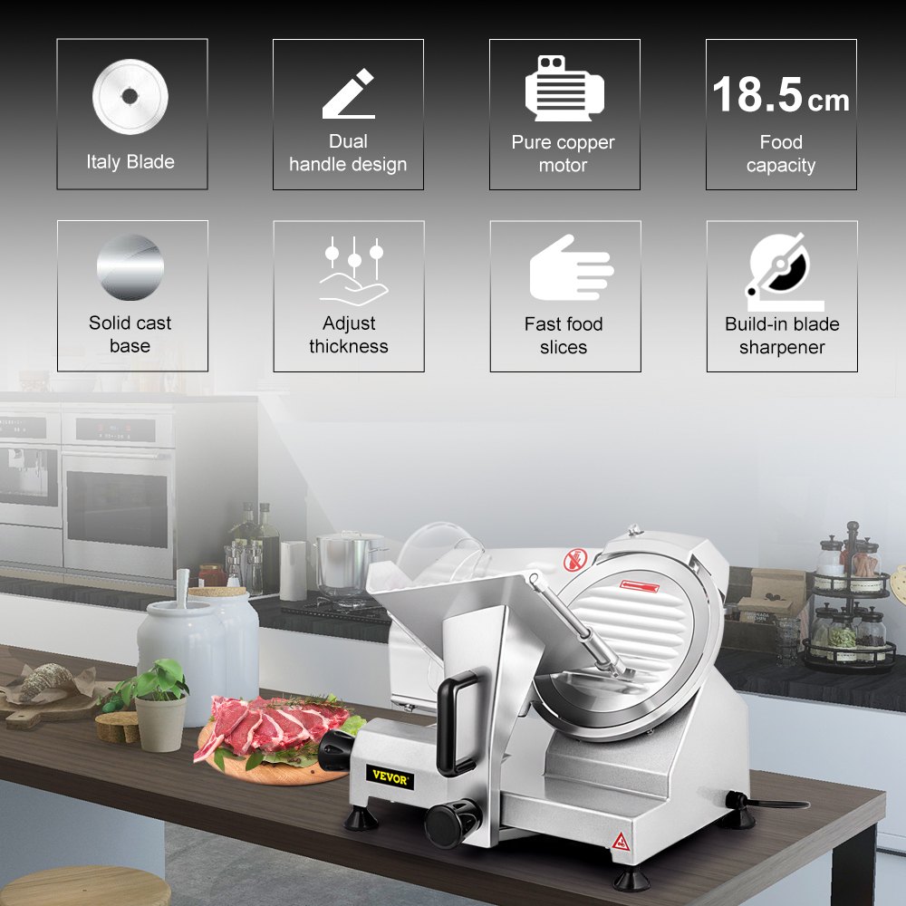 VEVOR VEVOR SemiAuto Electric Meat Slicer 10'' Food Slicer Electric