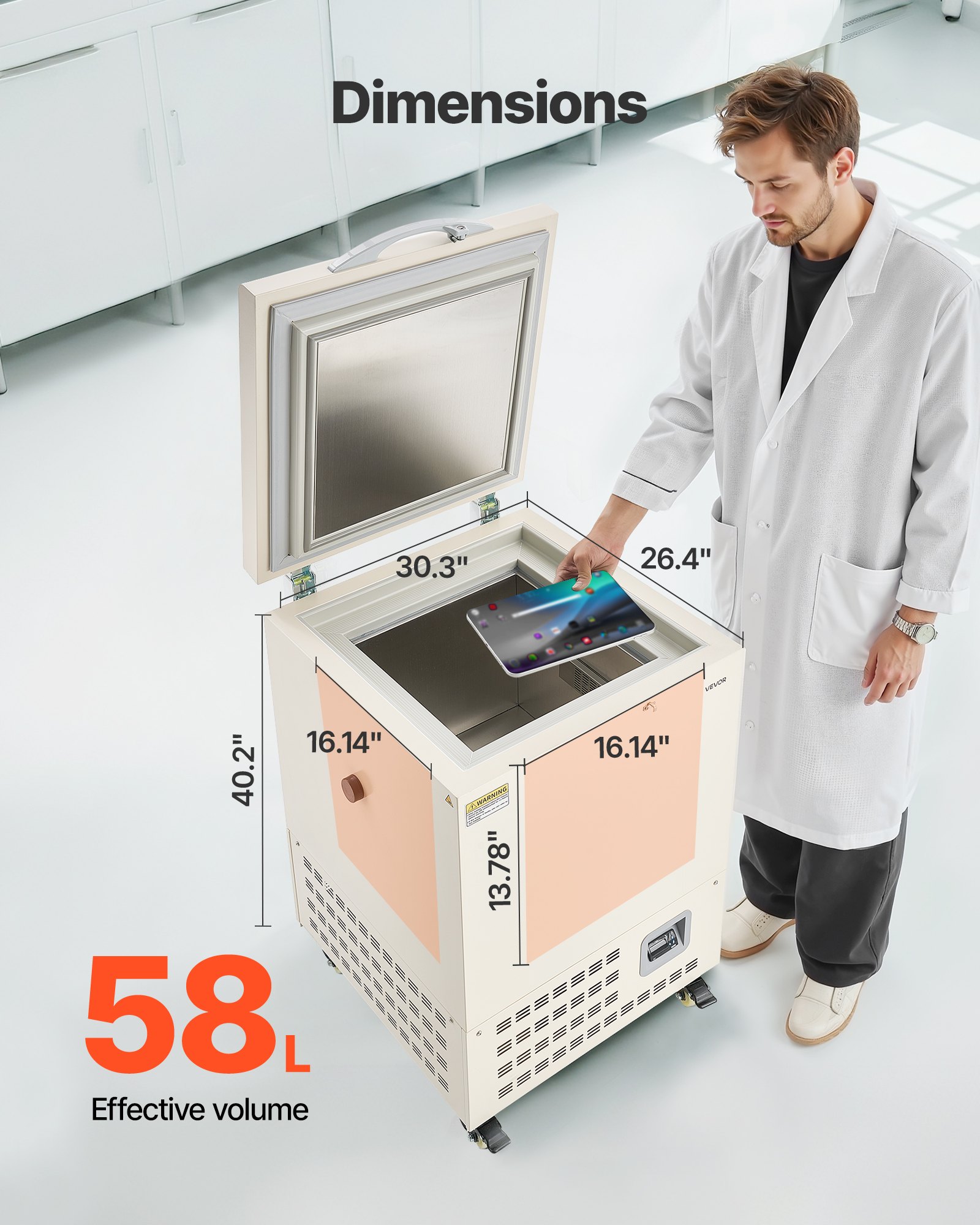 VEVOR Ultra Low Temperature Freezer, 58 L, −40℉ to −123℉ Adjustable ...