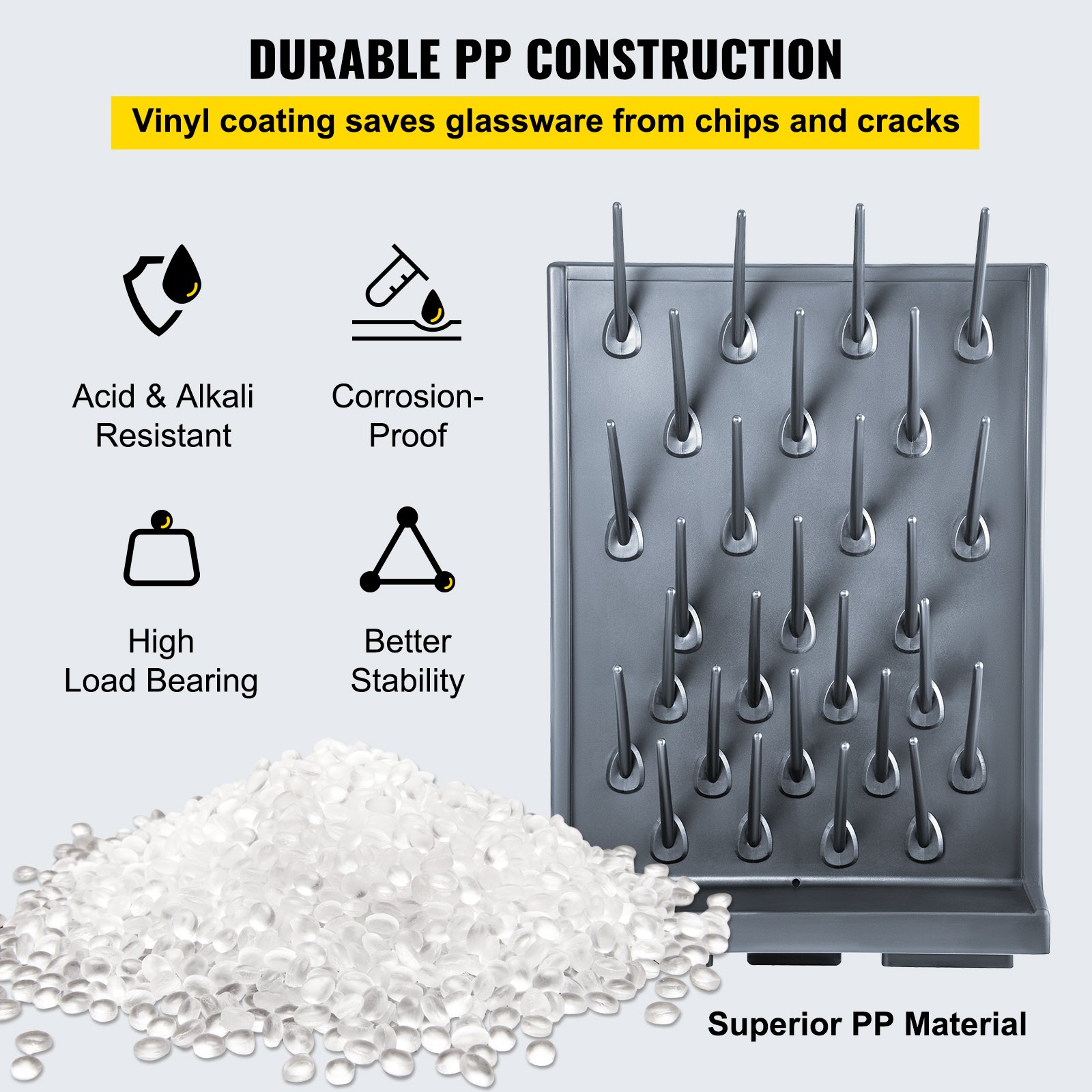 VEVOR Drying Rack Lab Glassware Rack PP Material Glassware Drying Rack ...