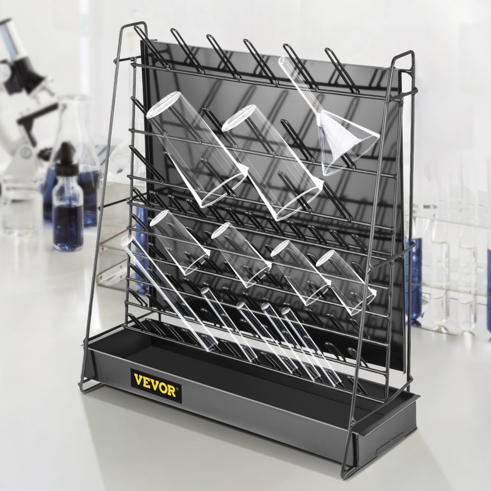 VEVOR Drying Rack for Lab, 90 Pegs Lab Glassware Rack Steel Wire ...