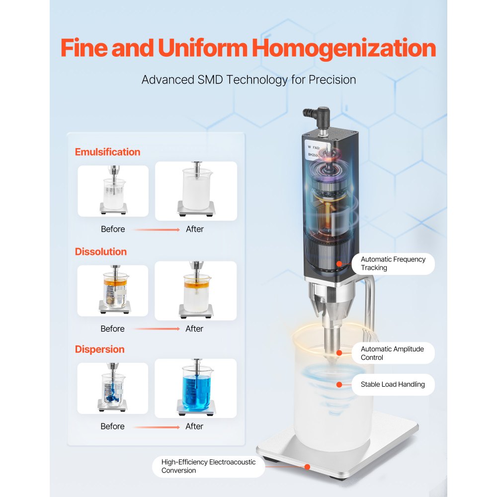 VEVOR Portable Homogenizer – 0.3 in Probe, 30KHz, 300W