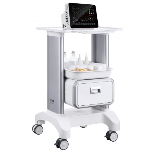 VEVOR 2 Tiers Lab Carts, Lab Utility Cart with 1 Drawer & 1 Top Tray ...