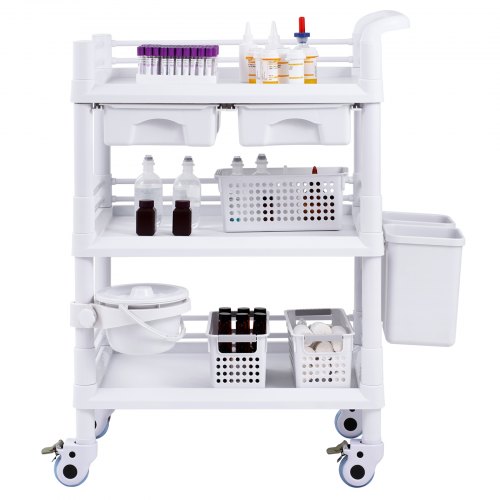 VEVOR 3 Tiers Lab Carts, Lab Utility Cart with 3 Trays & 4 Silent ...