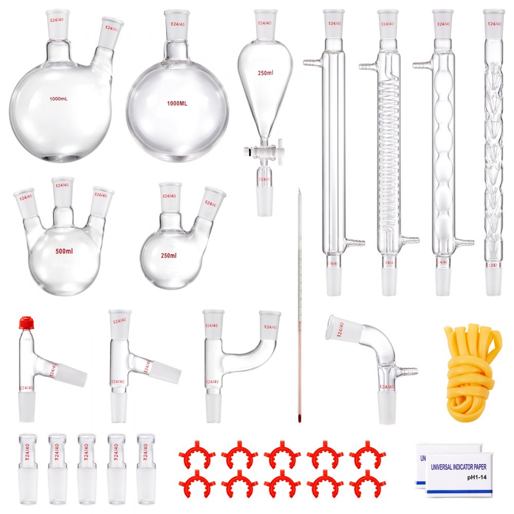 VEVOR Lab Distillation Kit, 3.3 Boro Lab Glassware Distillation Kit ...