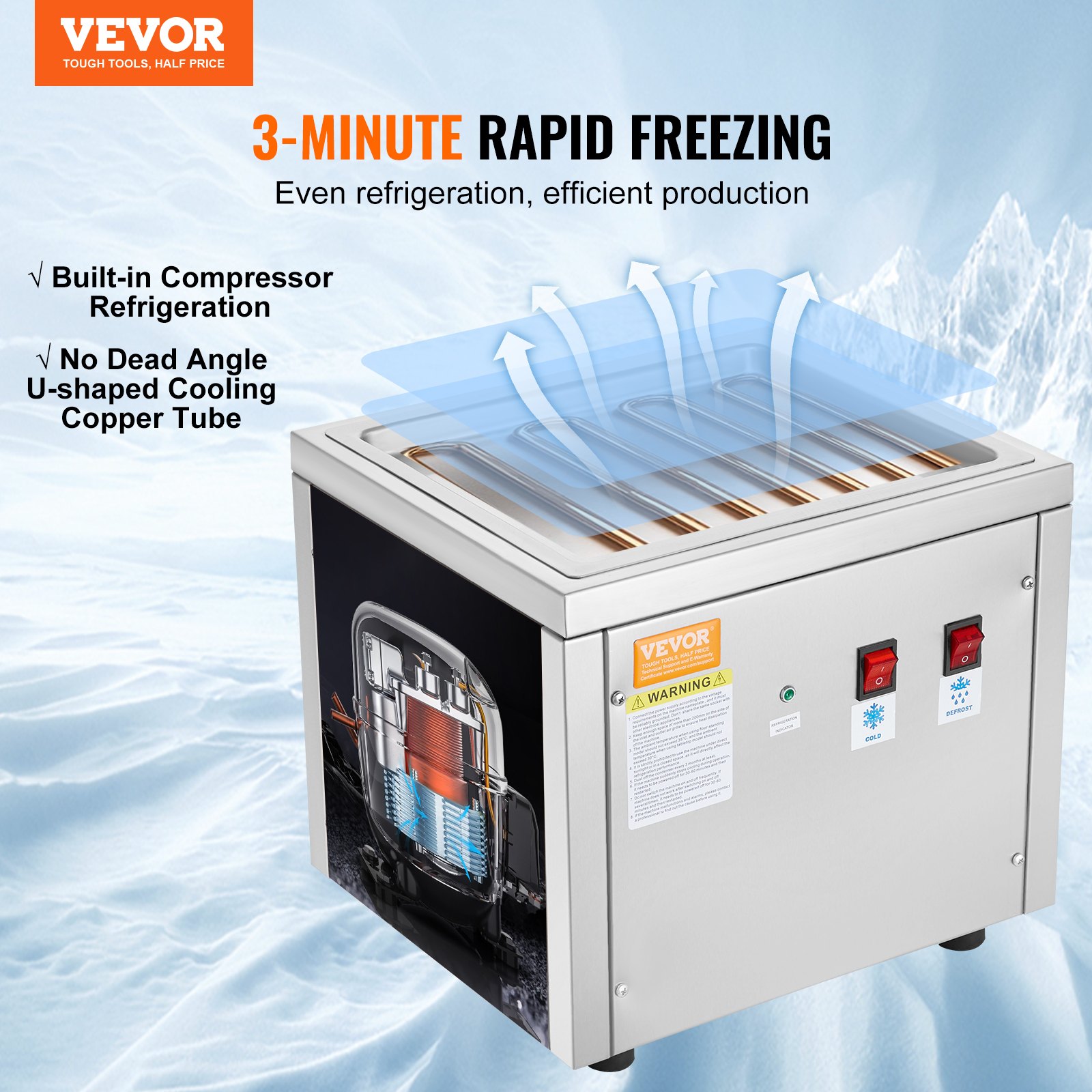 VEVOR Fried Ice Cream Roll Machine, 11" x 9.5" StirFried Ice Cream Pan