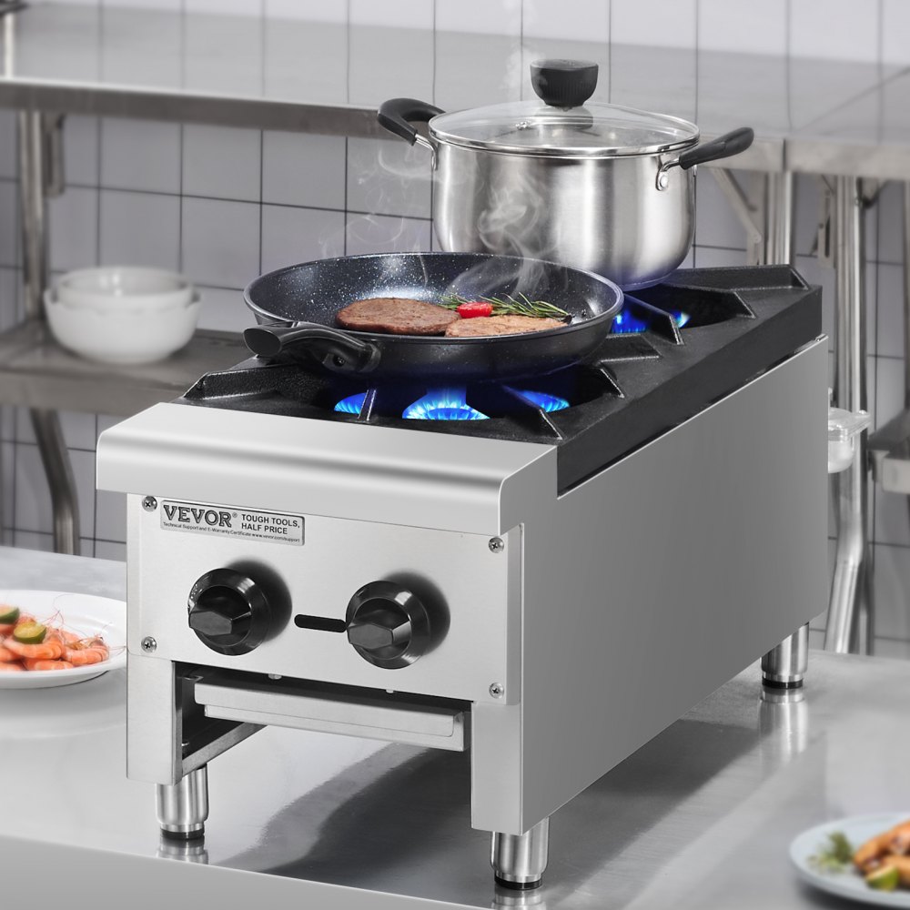 VEVOR 2-Burner Outdoor Gas Cooktop | Commercial Stove