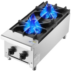 VEVOR Commercial Gas Stove with 2 Burners, Propane and Natural Gas ...