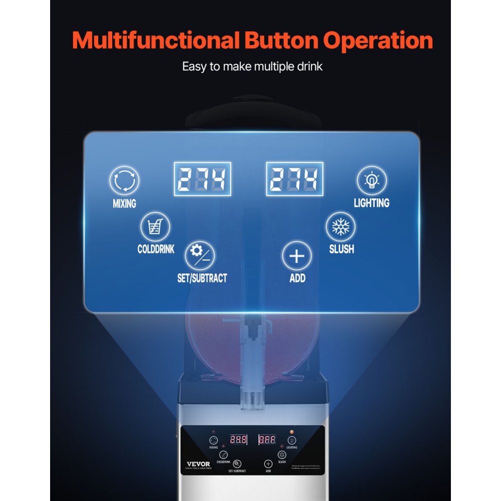 Komerční stroj na ledovou kaši, 12l stroj na mražené nápoje s jednou nádrží, 48 šálků nerezové oceli na smoothie Margarita, výrobník ledové kaše pro domácí párty restaurace kavárny bary - miniatura 4