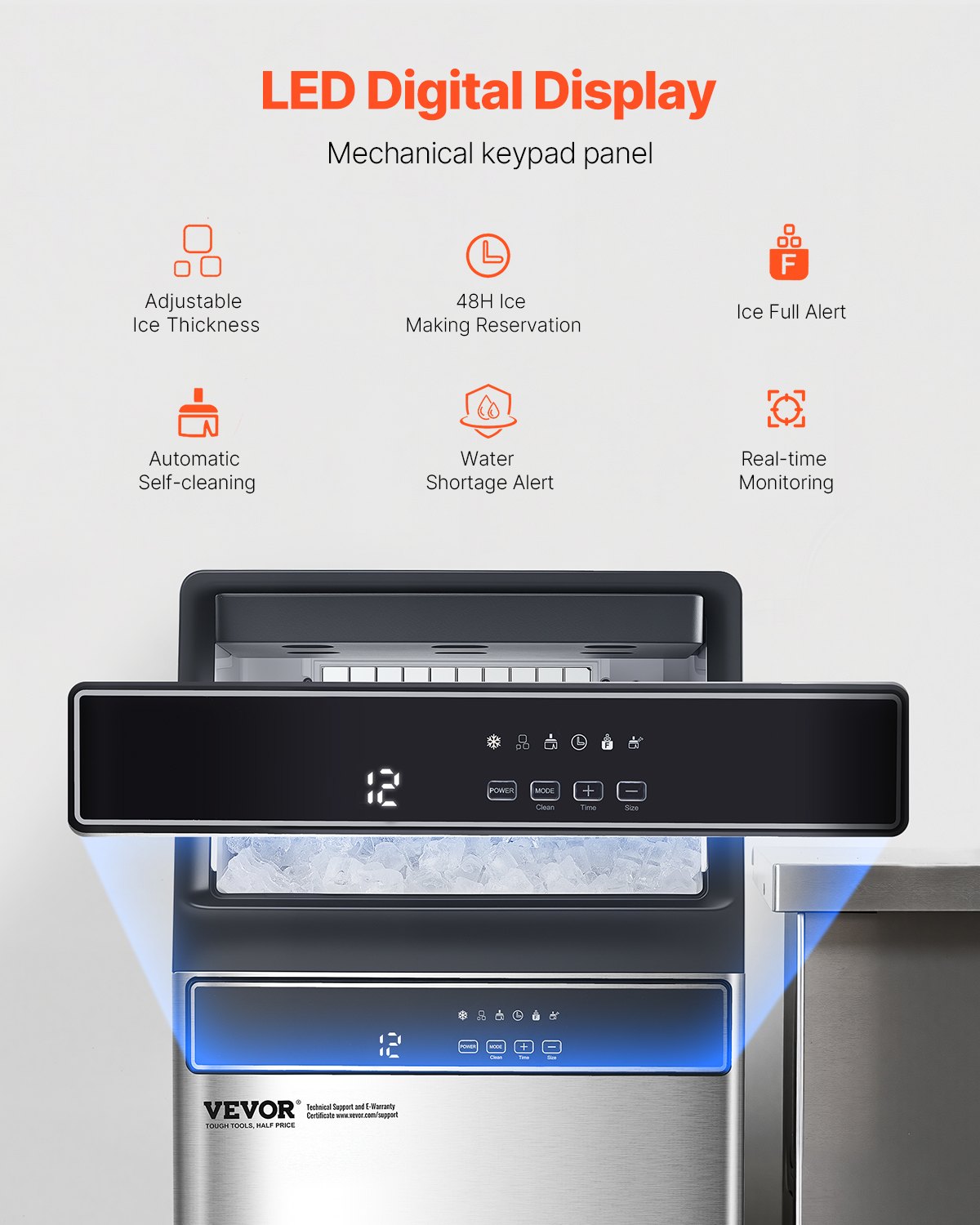 VEVOR Freestanding Ice Maker Machine - 160lbs/24H