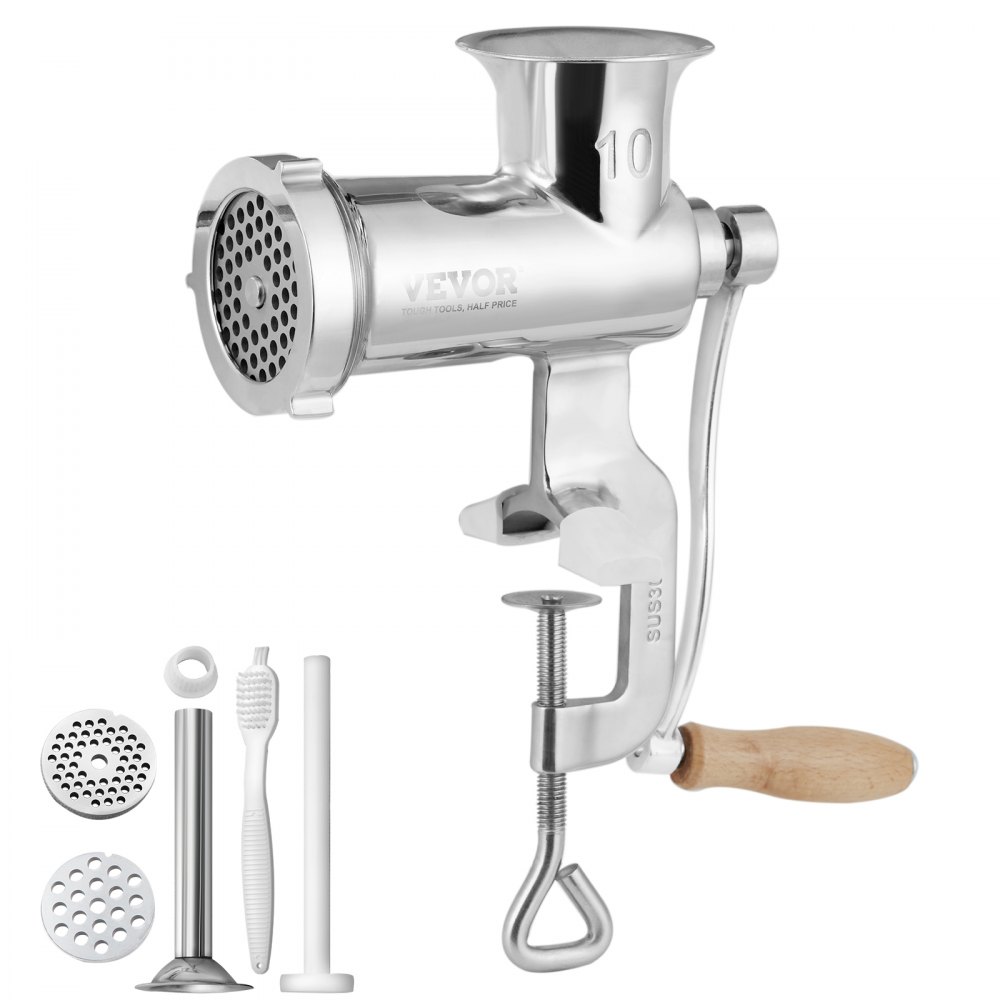 VEVOR Manual Meat Grinder, All Parts Stainless Steel, Hand Operated