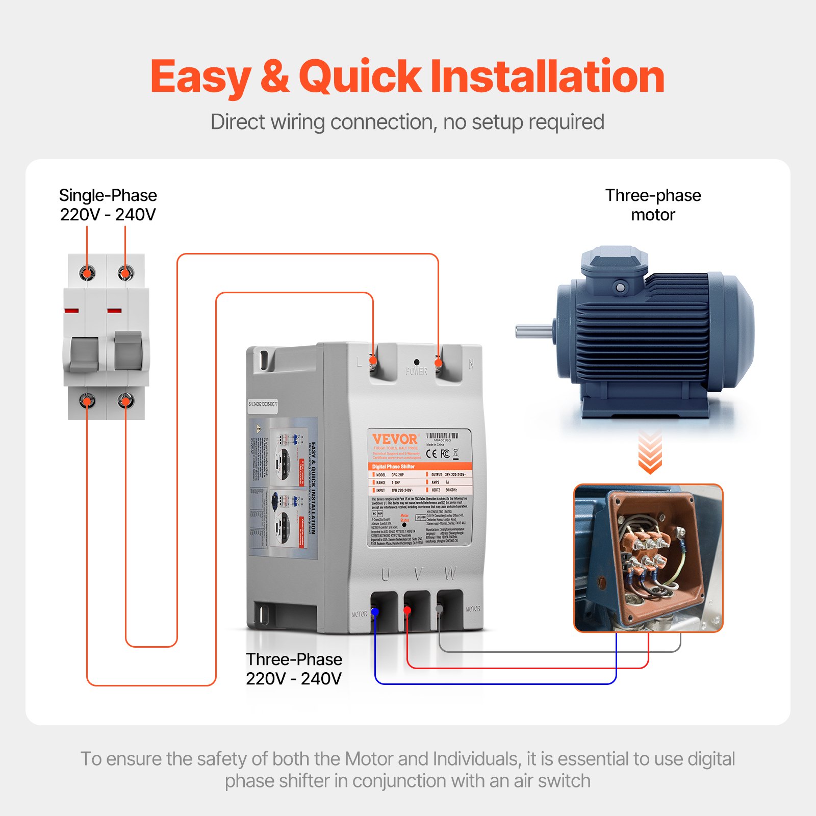 3 Phase Converter 2HP 7A 220V Single to 3 Phase 220V-240V Input/Output ...