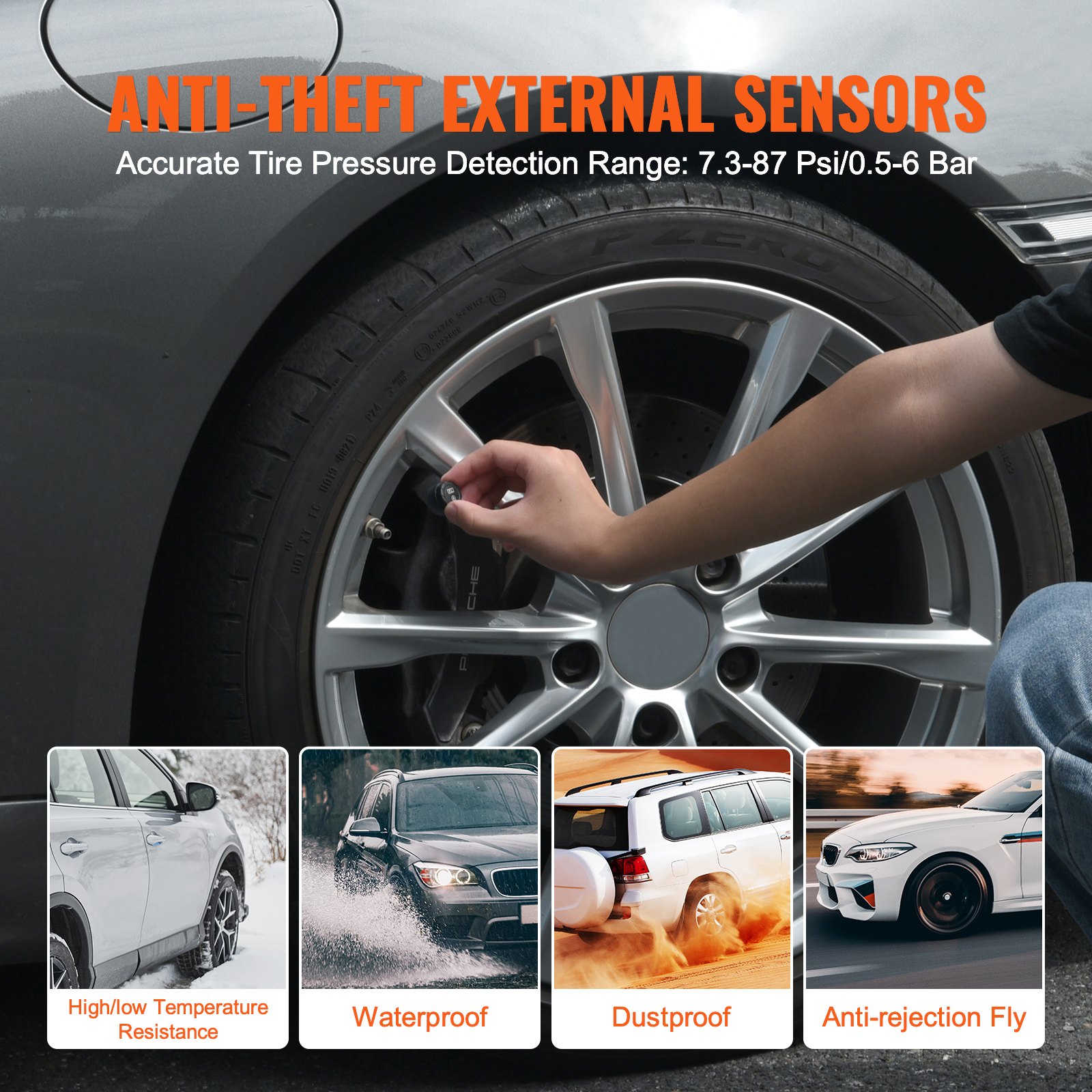 VEVOR RV Tire Pressure Monitoring System Real Time Trailer TPMS 4 ...