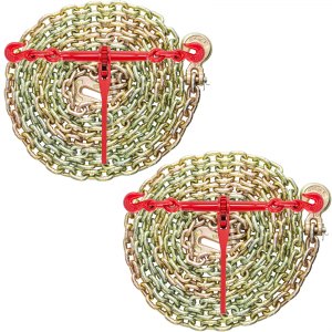 Lot De 4 Tendeurs De Chaîne à Cliquet 3/8"-1/2" - Capacité 9200 Lbs, Crochet G70, Acier Rouge - Neuf