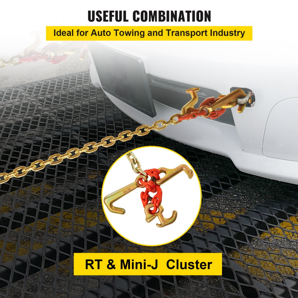 VEVOR V Bridle Chain, 5/16 in x 2 ft Tow Chain Bridle, Grade 80 V