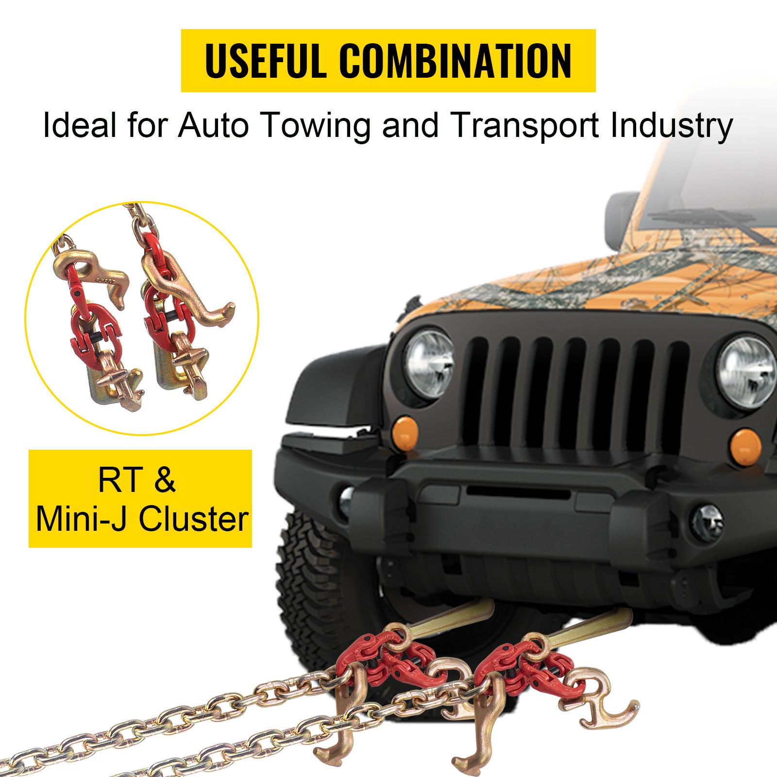 VEVOR 0.3"X35.4" G80 Alloy Steel Chain J Hook Chains for Towing, V