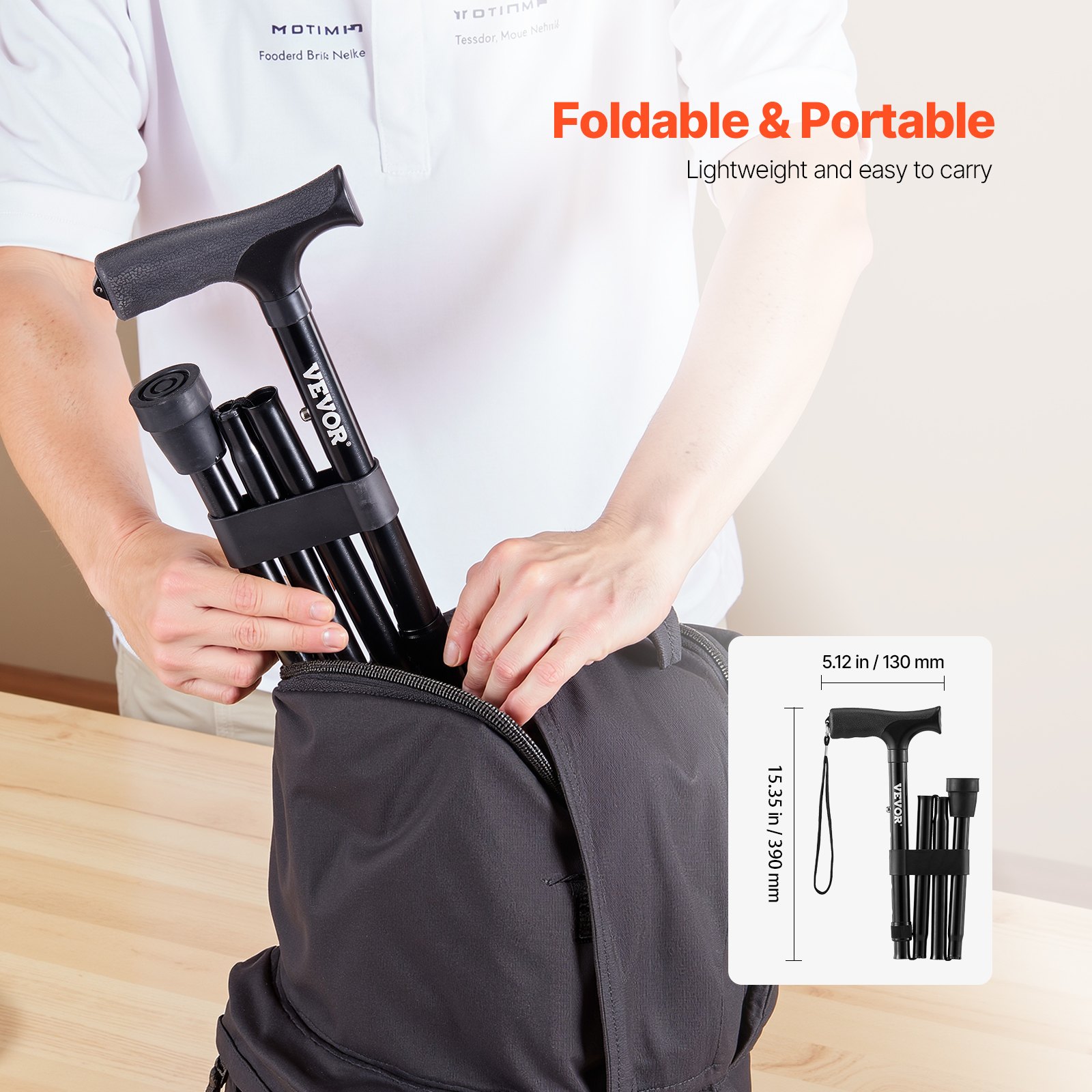 VEVOR Walking Cane for Man Woman, Folding Walking Stick with 5-Level ...
