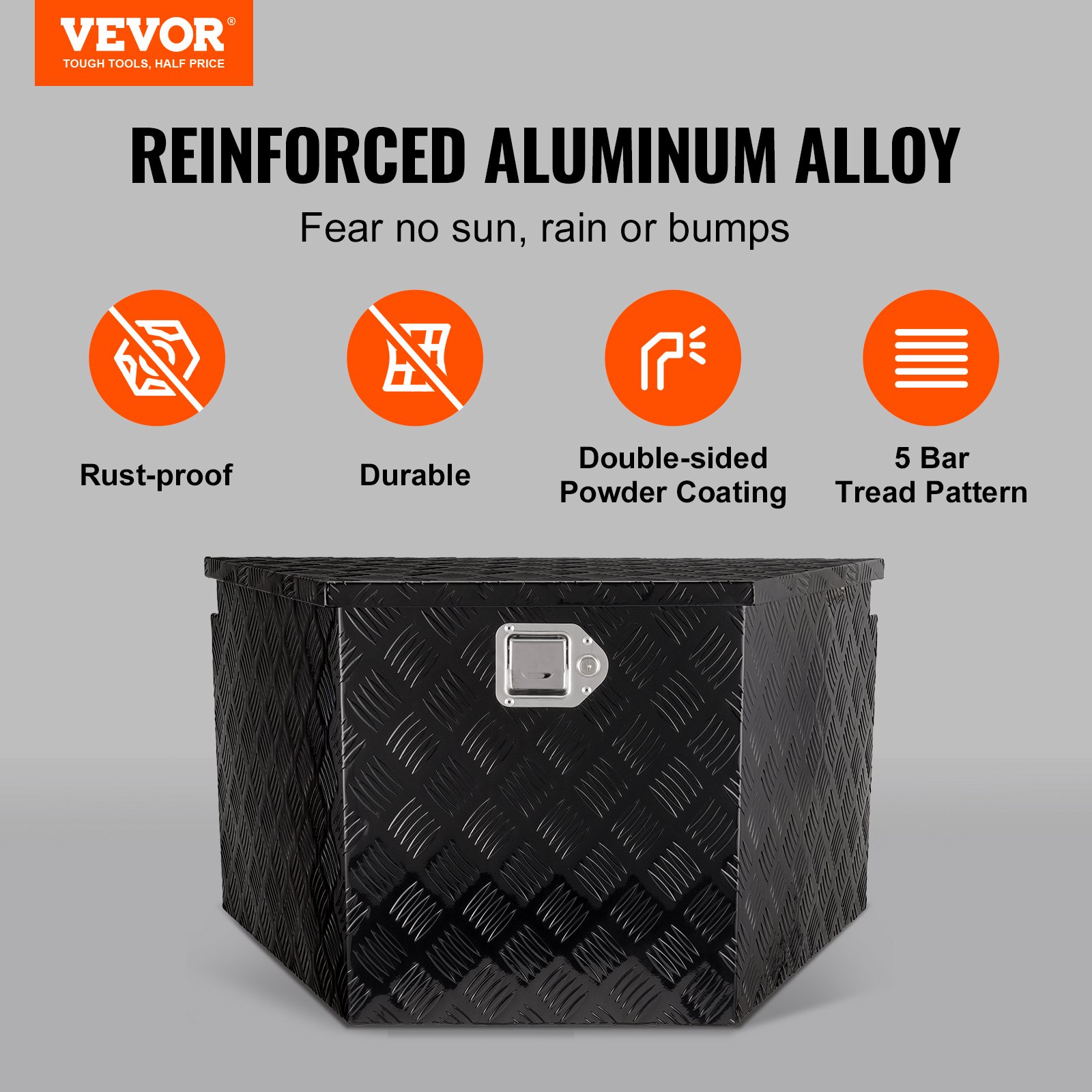 VEVOR Trailer Tongue Box, Aluminum Alloy Diamond Plate Tongue Box Tool ...