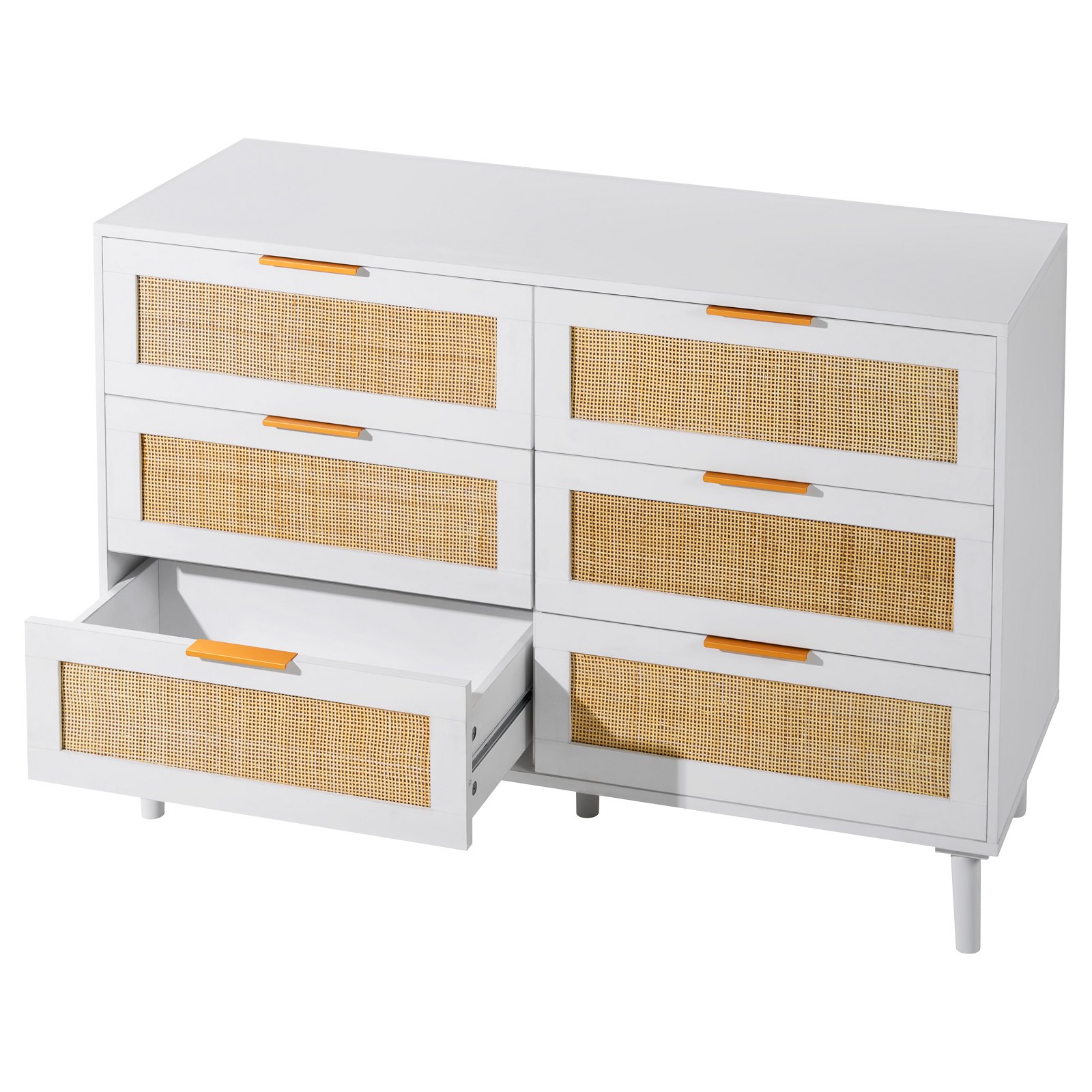 VEVOR 6 Drawer Rattan Dresser, Boho Dresser, Rattan Chest of Drawers ...