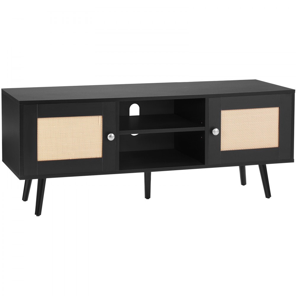 NEW Modern Boho TV Stand for 55 Inch TVs with Adjustable Shelf - selling Rattan Cabinet