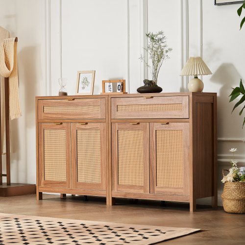 キャビネット・サイドボード Cane Weave Rattan Cabinet Cane Weave Cabinet (2size) ラタンの扉が目を引く、ナチュラル