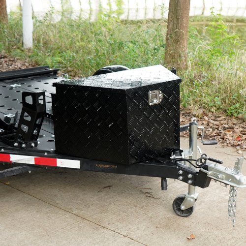 VEVOR Trailer Tongue Box Aluminum Alloy Diamond Plate Tongue Box Tool Chest Heavy Duty Trailer Box Storage with Lock and Keys Utility Trailer