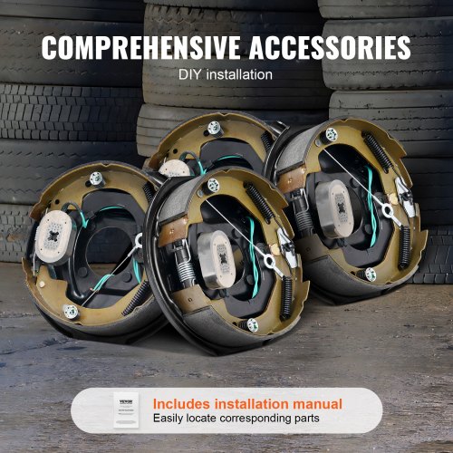 Dexter 3500 Lb Axle Brake Kit 4Pcs 10" X 2-1/4" Electric Trailer Brake Assemblies For 3,500lbs, Left And Right In Trailer Electric Brake Kit