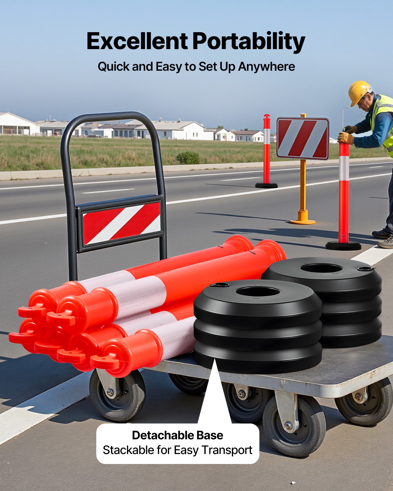 VEVOR Delineator Post with Base — Durable Safety Solution
