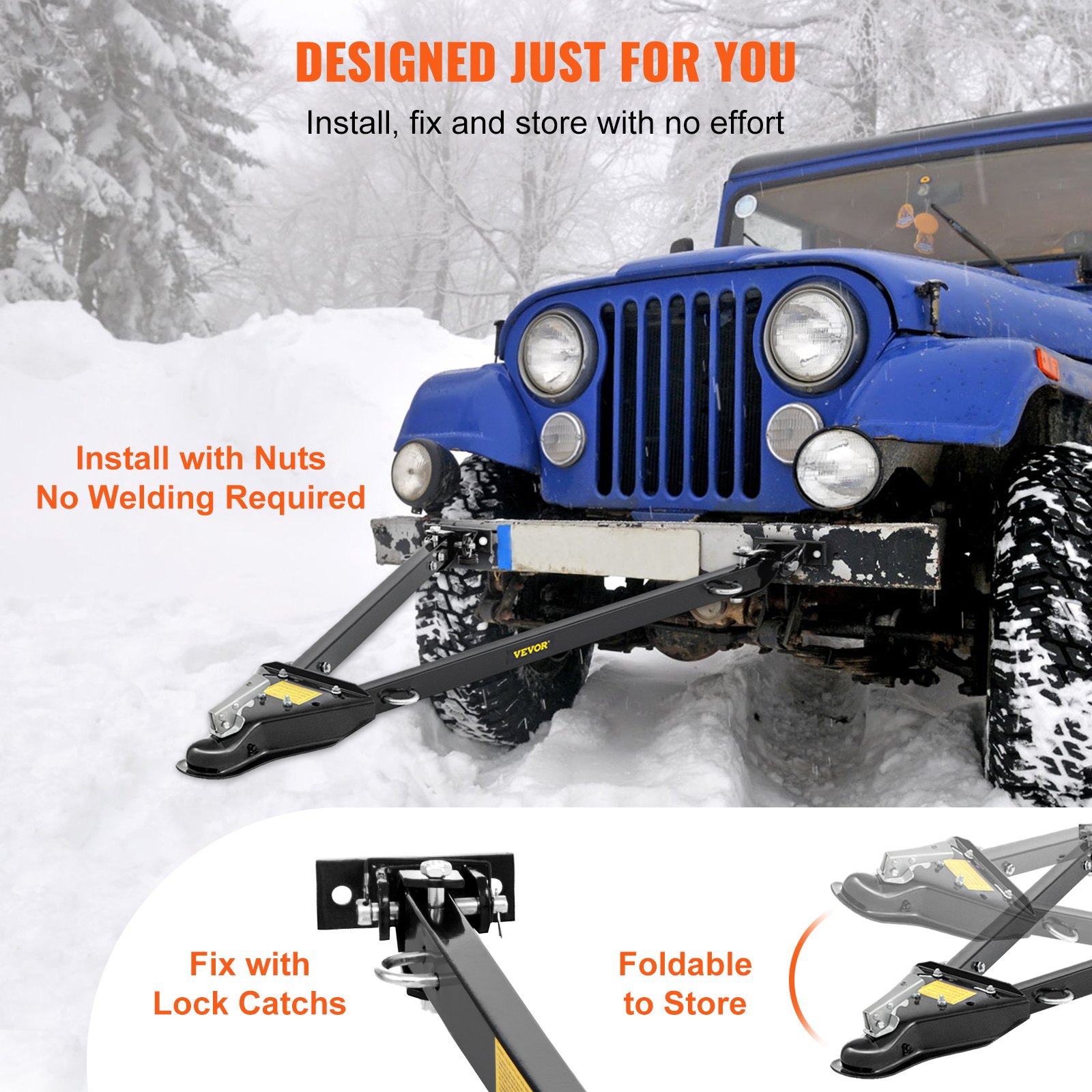 VEVOR Tow Bar, 5000 lbs Towing Capacity, PowderCoating Steel BumperMounted Universal Towing