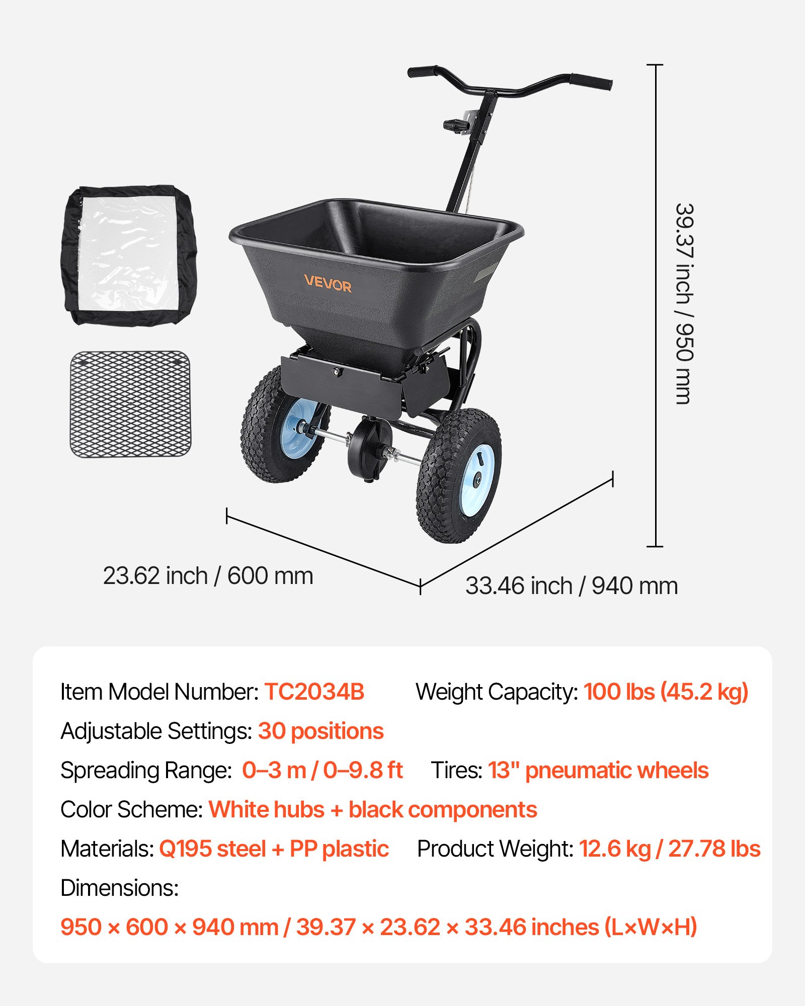 VEVOR Push Fertilizer Spreader – Durable & Easy to Use