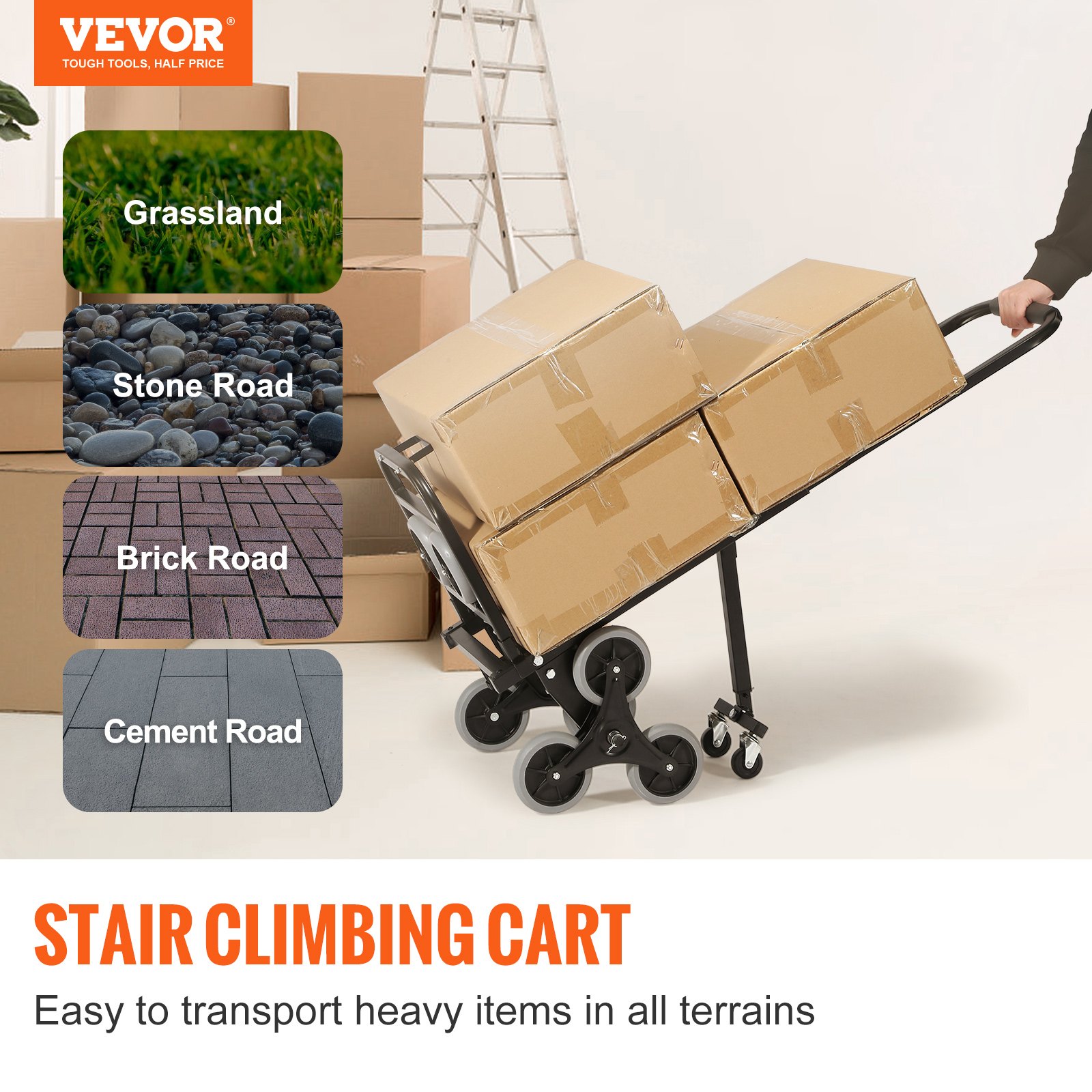 VEVOR Stair Climbing Cart, HeavyDuty Hand Truck Dolly 170 kg Load
