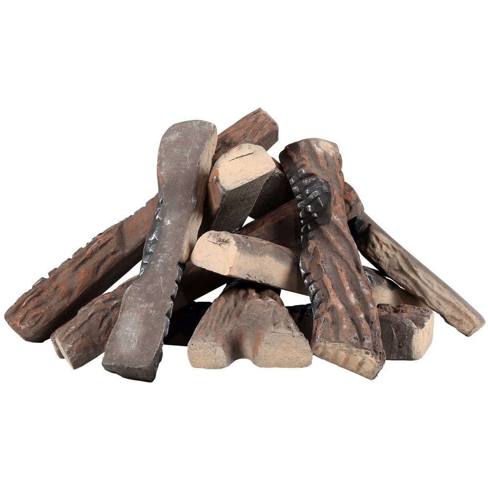 Stackable Logs VEVOR 10 Pcs Gas Fireplace Logs, Large Ceramic Logs for Fireplace ...