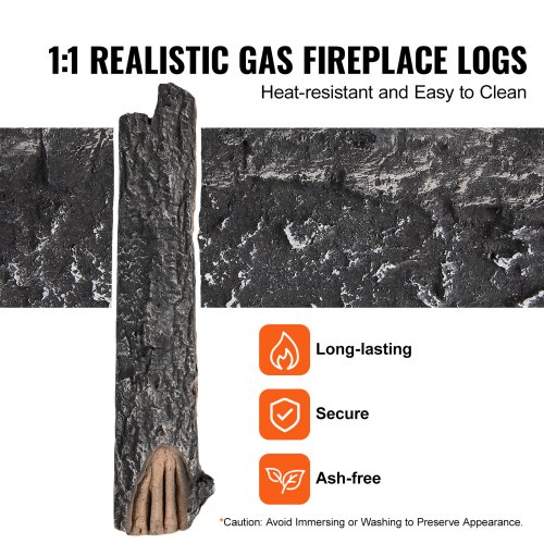 Stackable Logs VEVOR 8 Pcs Oak Logs, Gas Fireplace Ceramic Logs for Fire place, Heat ...