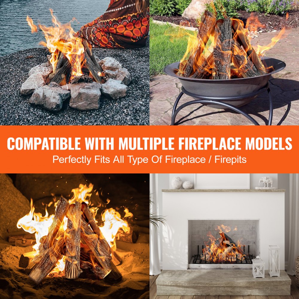Stackable Logs VEVOR 8 Pcs Oak Logs, Gas Fireplace Ceramic Logs for Fire place, Heat ...