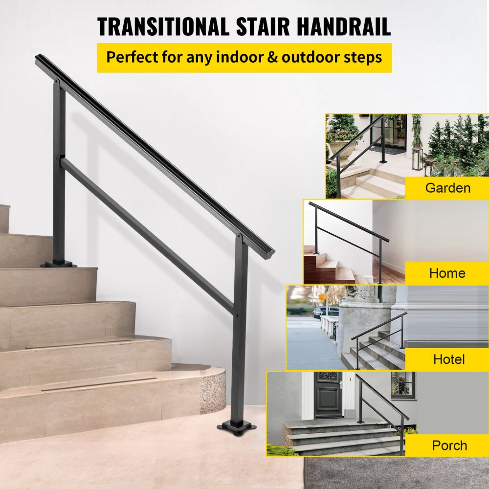 VEVOR Outdoor Handrail 165LBS Load Handrail Outdoor Stairs Aluminum ...