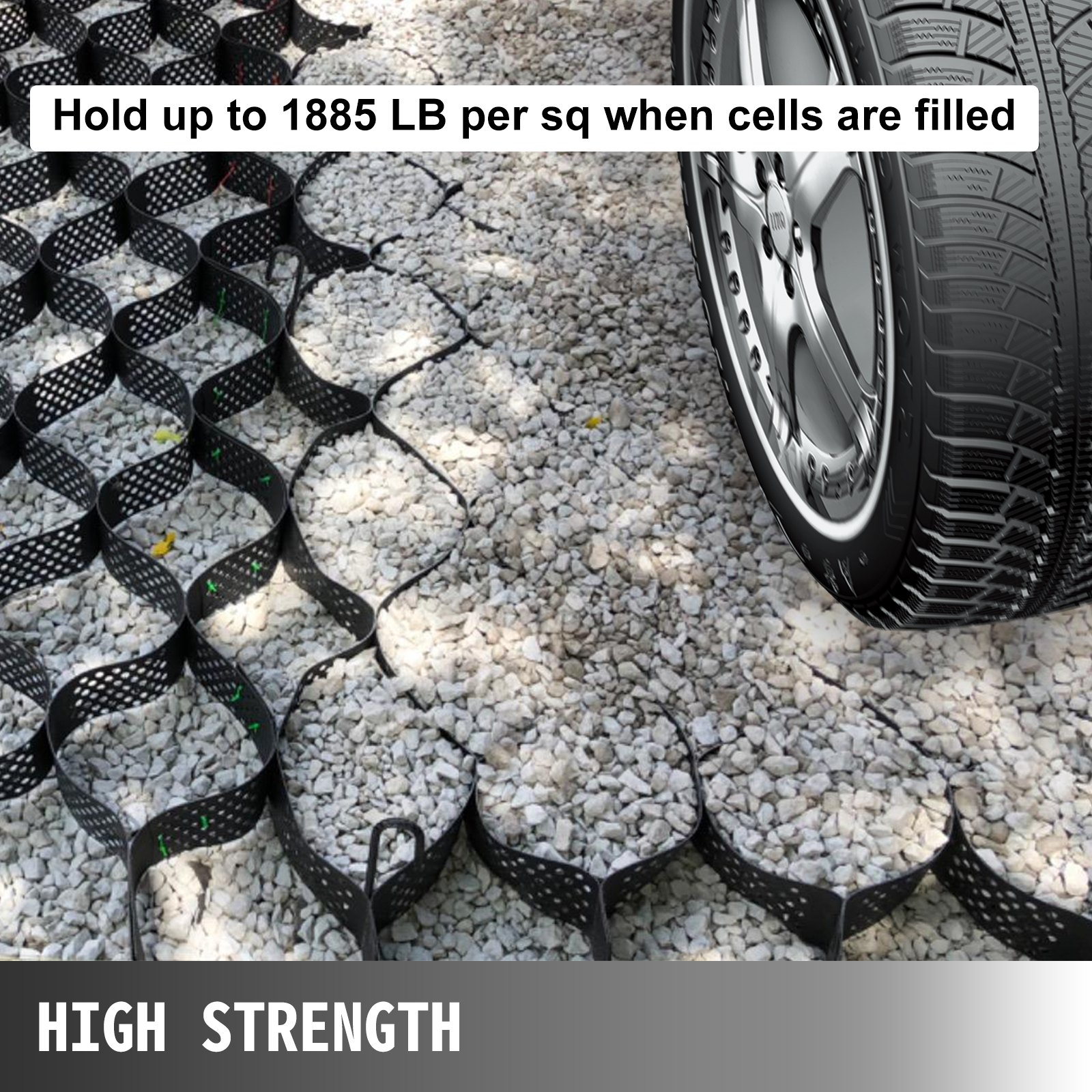 VEVOR Geo Grid Ground Grid 9x17 ft, Geo Cell Grid 2 Inch Thick, Gravel ...