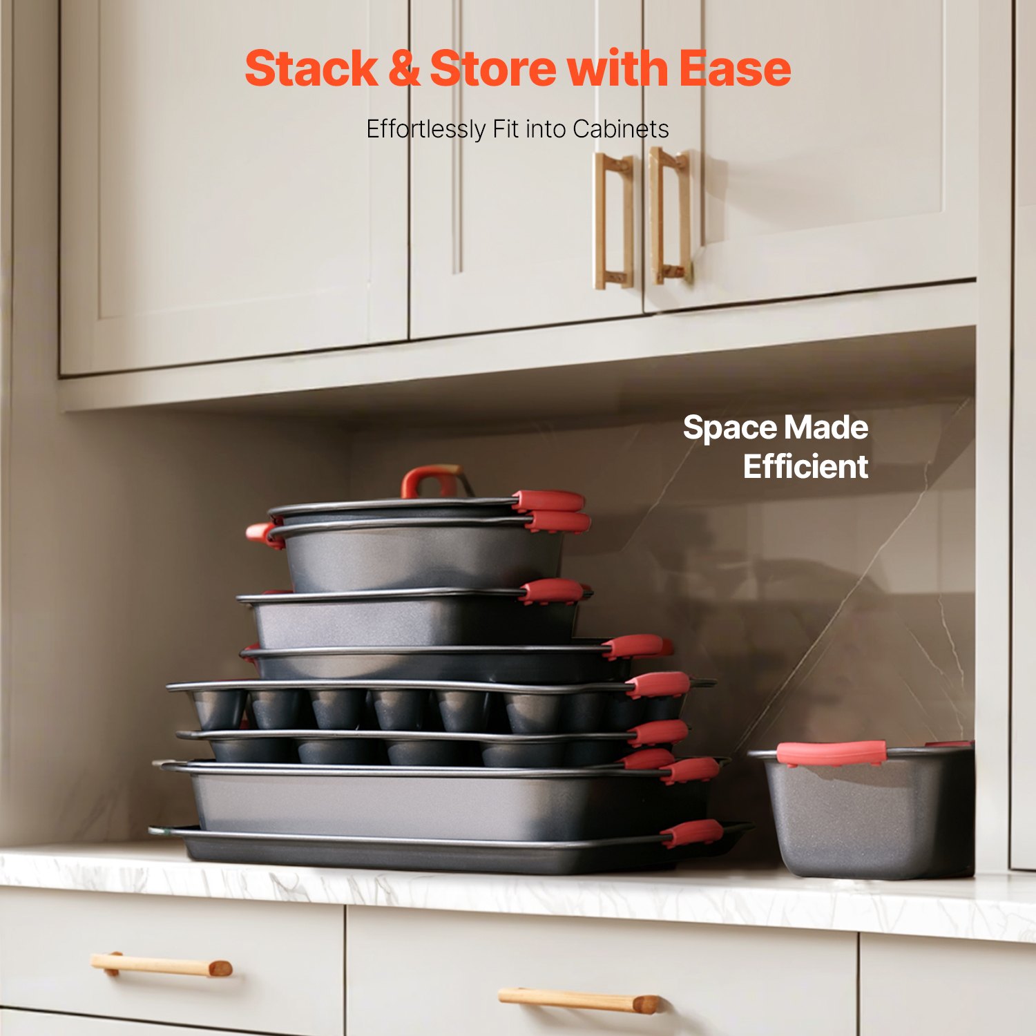 VEVOR Baking Pans Set, 10-Piece, Nonstick Carbon Steel Cookware Sheets ...