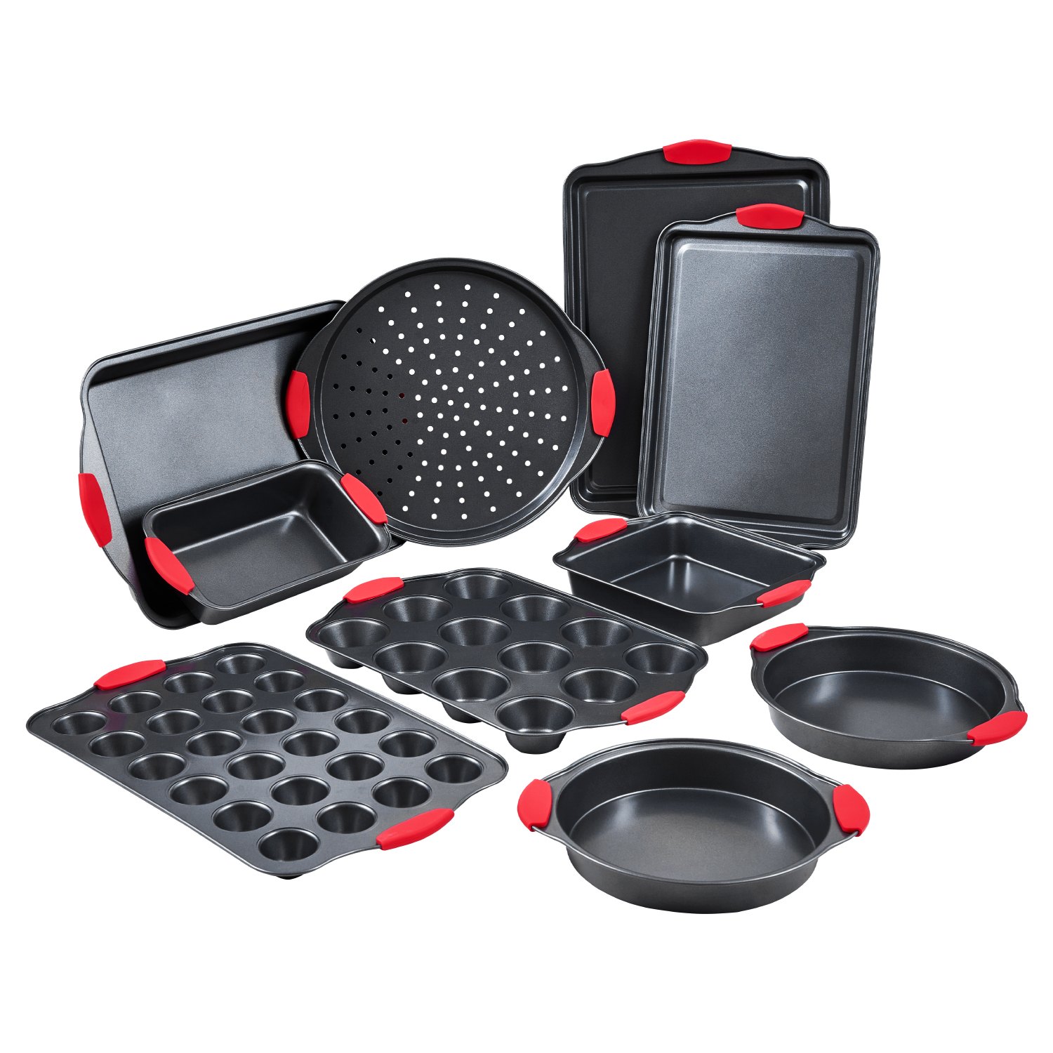 VEVOR Baking Pans Set, 10-Piece, Nonstick Carbon Steel Cookware Sheets ...