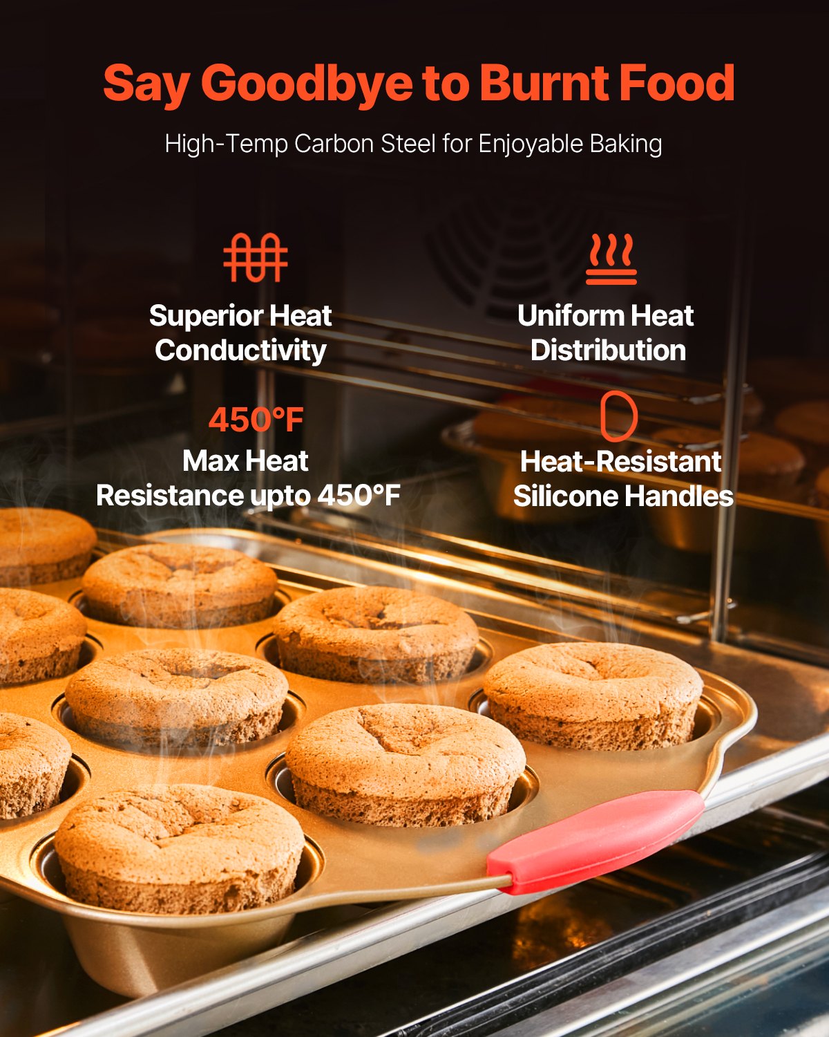 VEVOR Baking Pan Set 3-Piece Nonstick Carbon Steel Set with Silicone Handles main image 0