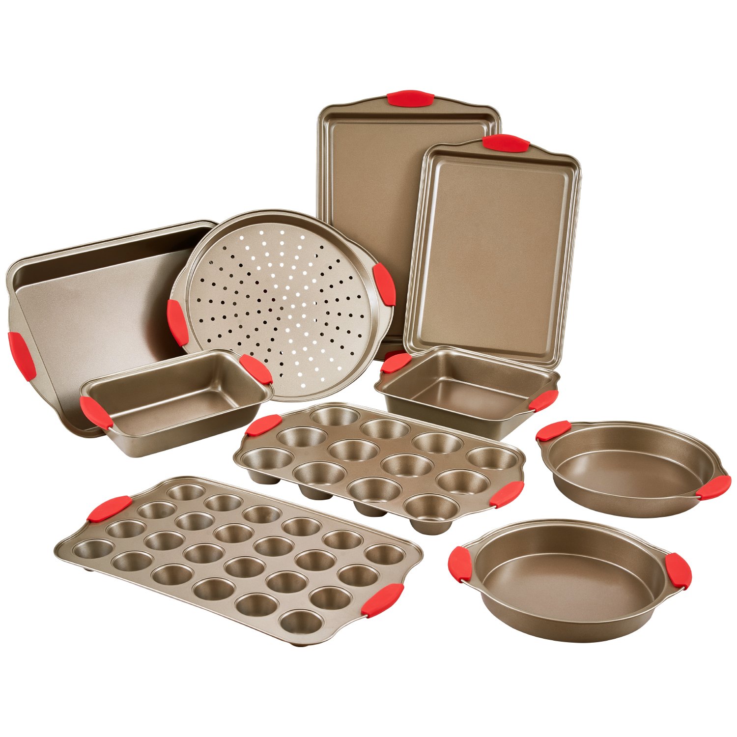 VEVOR Baking Pans Set, 10-Piece, Nonstick Carbon Steel Cookware Sheets ...