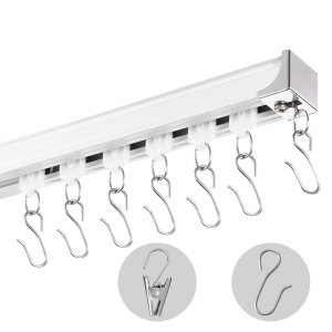 Tringle à rideaux double rail montée au plafond – Rail de rideau droit pour fenêtres, séparateur de pièce, installation au plafond supérieur – Rails à rideaux conjoints Tringle à rideaux double rail montée au plafond – Rail de rideau droit pour fenêtres, séparateur de pièce, installation au plafond supérieur – Rails à rideaux conjoints