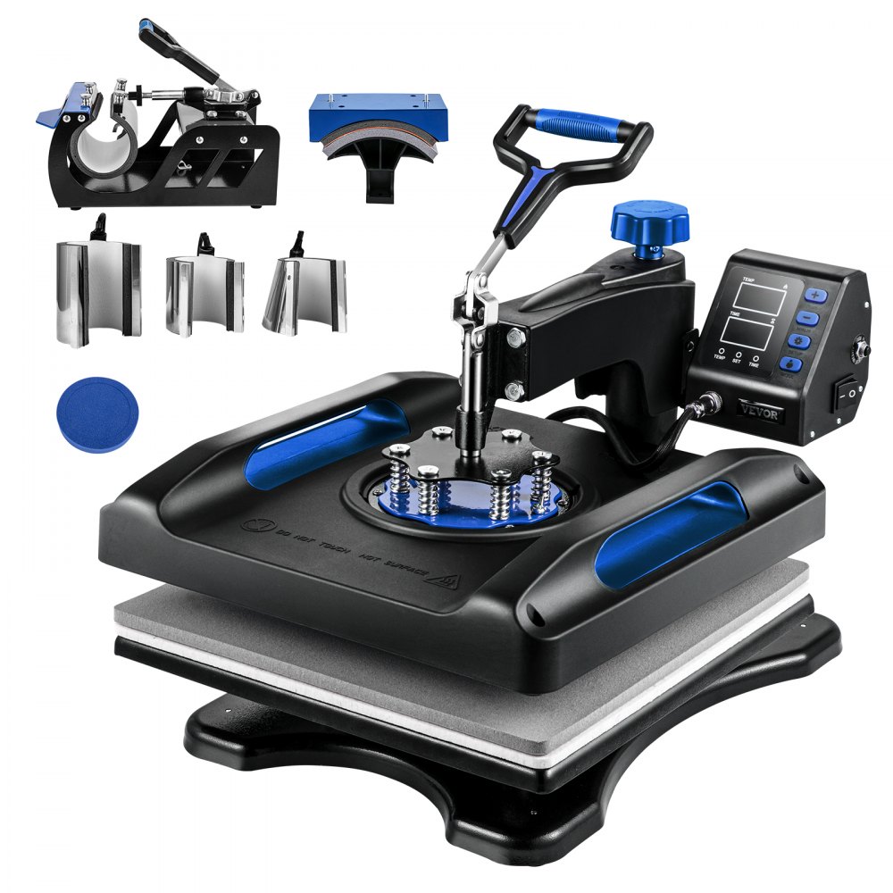 VEVOR Heat Press Machine 15 x 15 Inch 8 in 1 Heat Press 800W Sublimation Machine 360 Rotation Swing Away 8 in 1 Shirt Printing Machine Dual Tube Heating for DIY T Shirts Cap