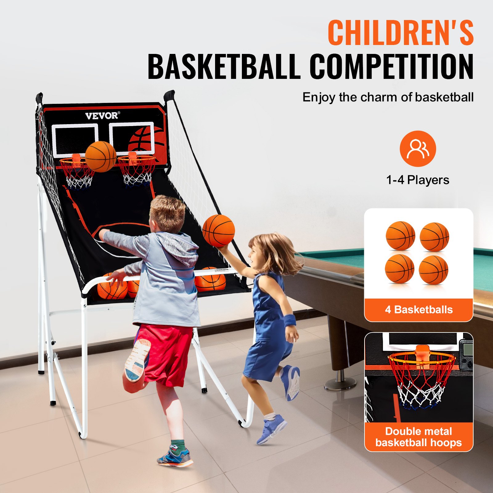 VEVOR Foldable Basketball Arcade Game, 2 Player Indoor Basketball Game