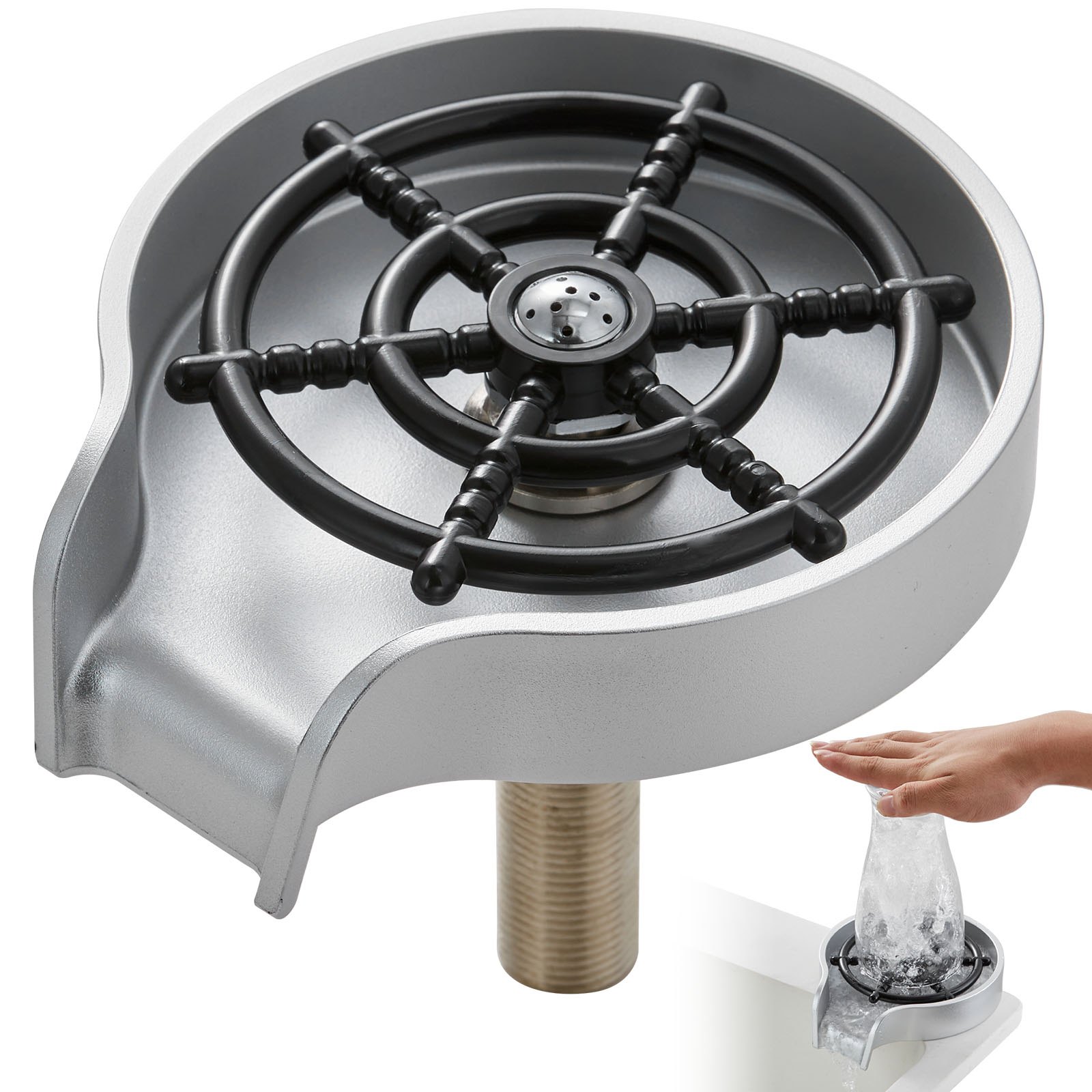 VEVOR Glass Rinser, 10 Powerful Spraying Jets 360° Rotating Cup Rinser ...