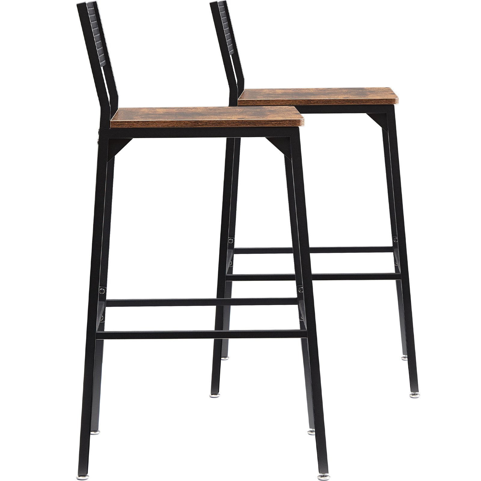 VEVOR Rustic Bar Stools Counter Height Square Bar Chairs with Backrest