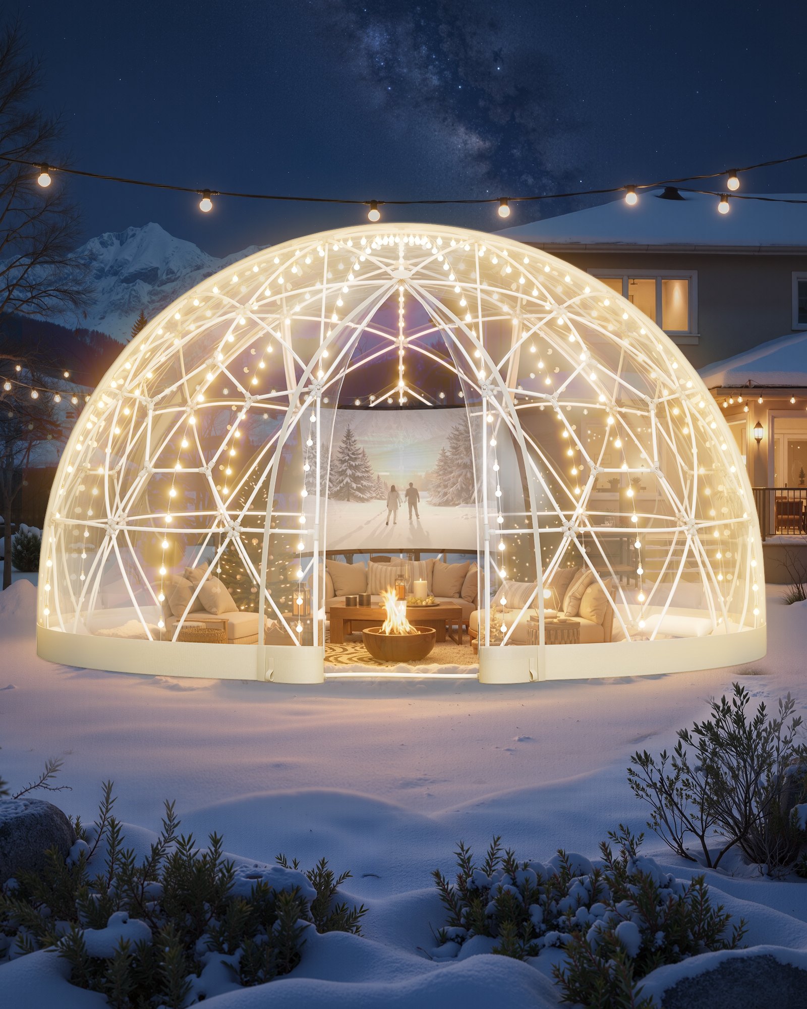 VEVOR Garden Dome Igloo, 4.5 x 2.7 m Outdoor Clear Bubble Tent for 4-7 ...