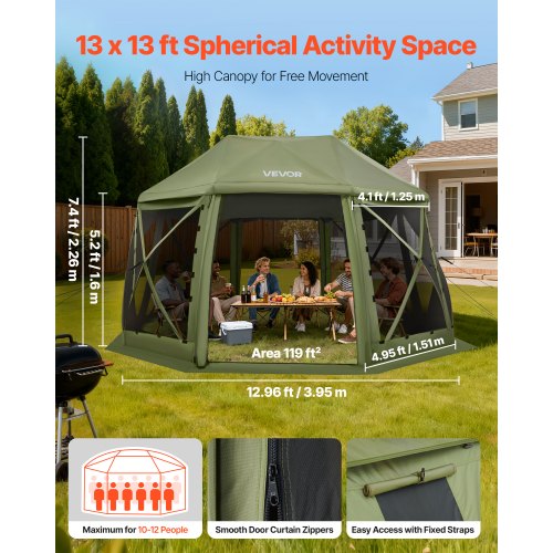 VEVOR Pop up Gazebo Screen Tent, 13 x 13 ft, 13-Sided Spherical VEVOR Pop up Gazebo Screen Tent, 13 x 13 ft, 13-Sided Spherical