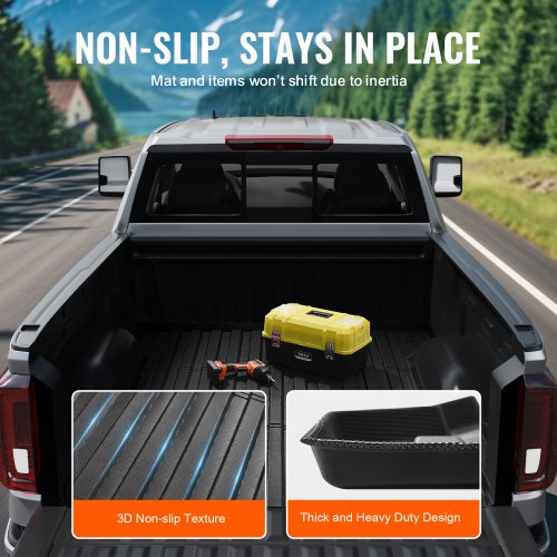 JOULARISE Truck Bed Mat With Raised Edge For 2019-2024 Chevrolet Chevy Silverado/GMC Sierra 1500 5.8 FT Accessories, All Weather TPE Thickness Pickup Bed Liner(19-24 Silverado & Sierra 1500 5.8FT
