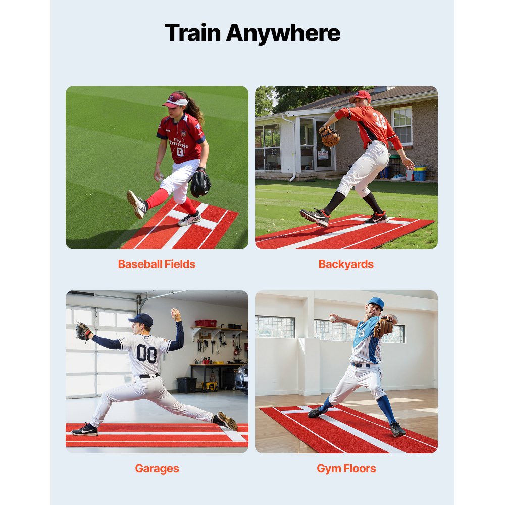 VEVOR Softball Pitching Mat – 10x3 ft, 16 lbs, 15mm Turf