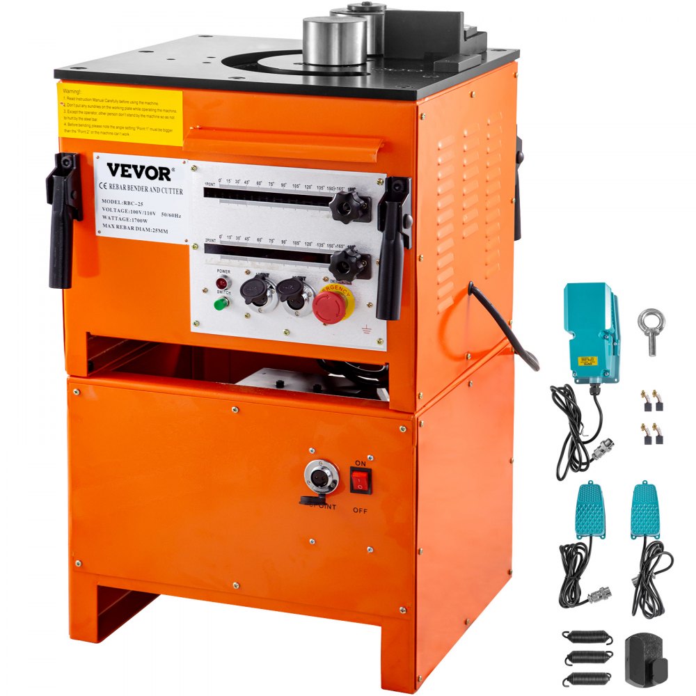 Cintreuse De Barres D'armature électrique 1500W - Portable, Pliage 0-90°, Pour Barres 12-22 Mm, Avec Mallette